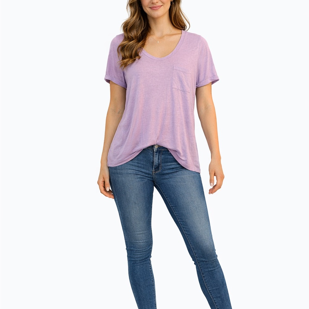 Nordstrom Size Large Lilac Purple Pocket T-Shirt New With Tags